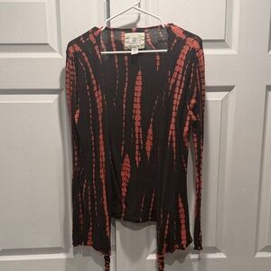 Element Women’s Black & Red Long-Sleeve Tie-Front Top